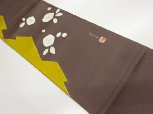 作家物　絞り金彩椿模様袋帯